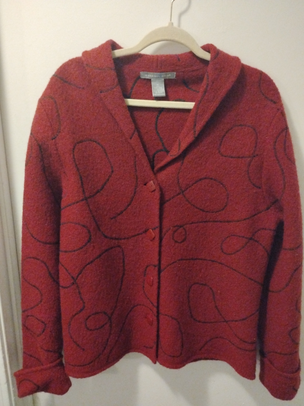 Vintage Carroll Reed Red and Black Wool Jacket Women's XL
